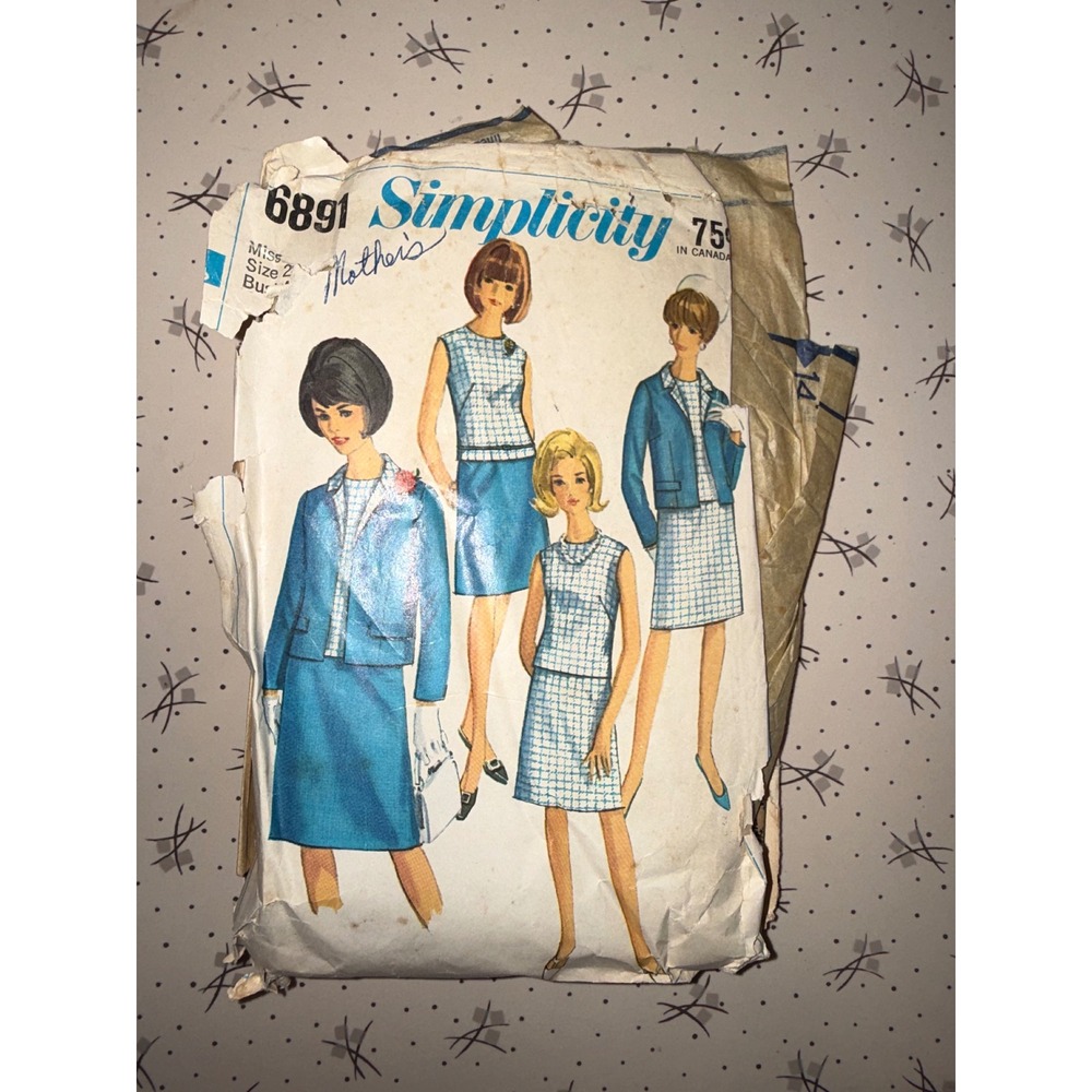 Vintage Simplicity 6891 Sewing Pattern 1960s Jacket Blouse A-Line Skirt Size 20